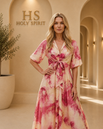 Rosewater Bloom Midi Dress