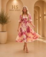 Rosewater Bloom Midi Dress
