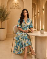 Azure Blossom Midi Dress