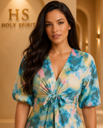 Azure Blossom Midi Dress