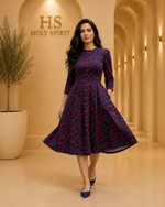 Midnight Blossom Midi Dress