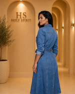 Grace Denim Midi Shirt Dress