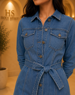 Grace Denim Midi Shirt Dress