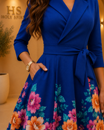 Azure Blossom Wrap Midi Dress