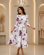 Ivory Bloom Elegance Midi Dress