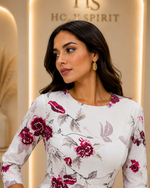 Ivory Bloom Elegance Midi Dress