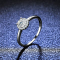 Geometric 925 Sterling Silver Ring with Moissanite Inlay for Women in Silver