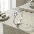 Simple Style Heart Shape Ring for Women in 925 Sterling Silver with Rhodium Plating 0.03µm-0.05µm Featuring Moissanite