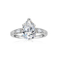 Water Droplets Ring for Women in 925 Sterling Silver with Platinum Plated 0.01µm Thickness Featuring Moissanite Inlay