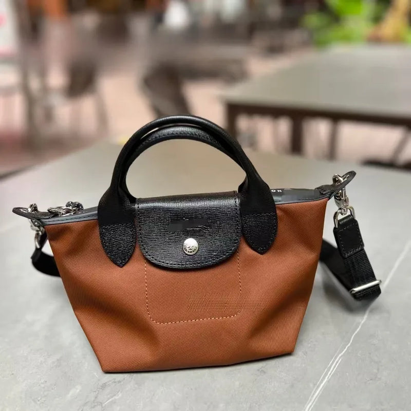 Unisex Nylon Splicing Dumpling Shape Tote Bag with Braid Design and Top Handle