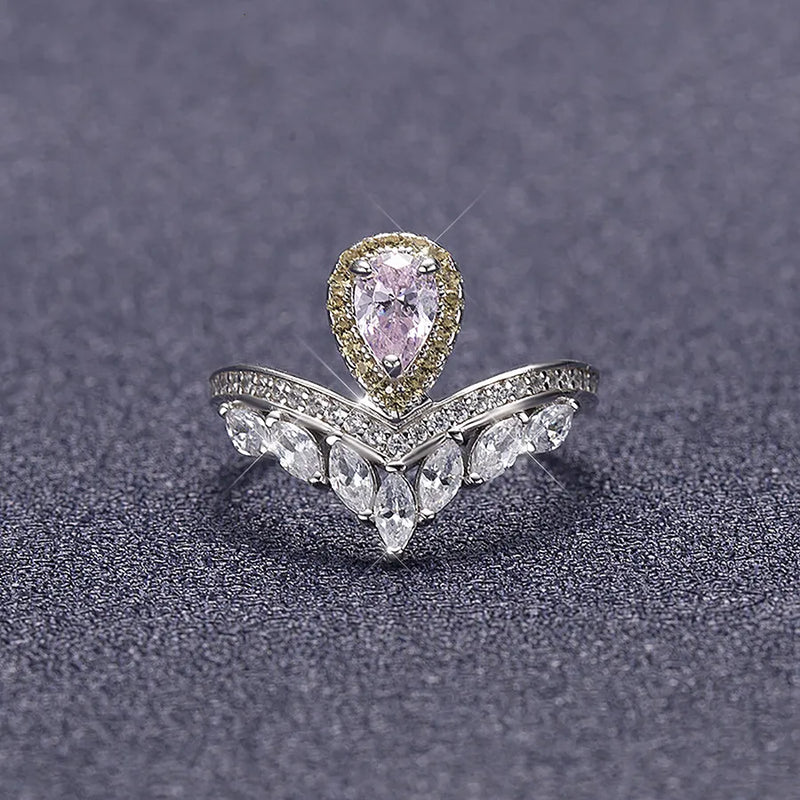 Crown Ring for Women in 925 Sterling Silver with Platinum Plated 0.03µm Coating and Zircon Inlay