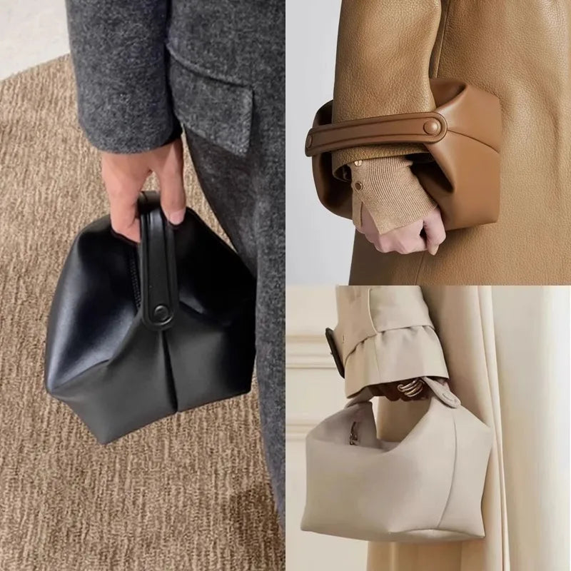 Square Genuine Leather Handbag for Women with Top Handle, Portable and Stylish
