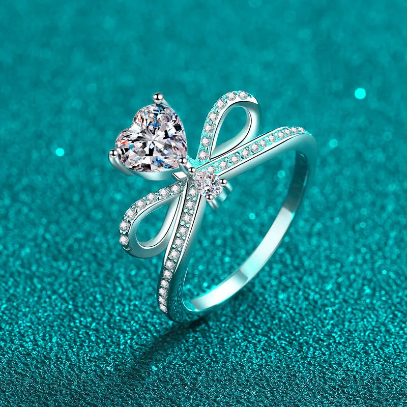 925 Sterling Silver Moissanite Zircon Heart Shape Rings
