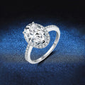 3.0ct Moissanite 925 Sterling Silver Rings Oval-cut Geometric White Gold Plated Rings
