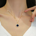 Titanium Steel Copper Luxurious Inlay Rhombus Zircon Earrings Necklace