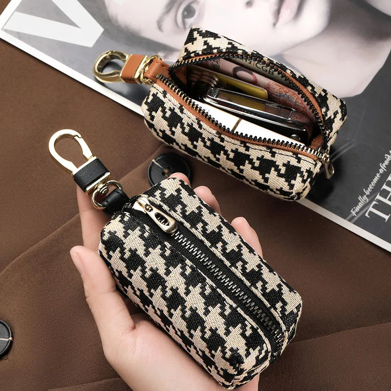 Unisex Plaid Canvas Zipper Wallets
