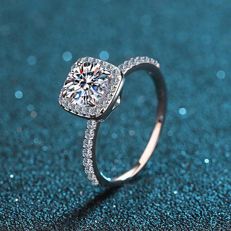 925 Sterling Silver Moissanite Zircon Square Rings